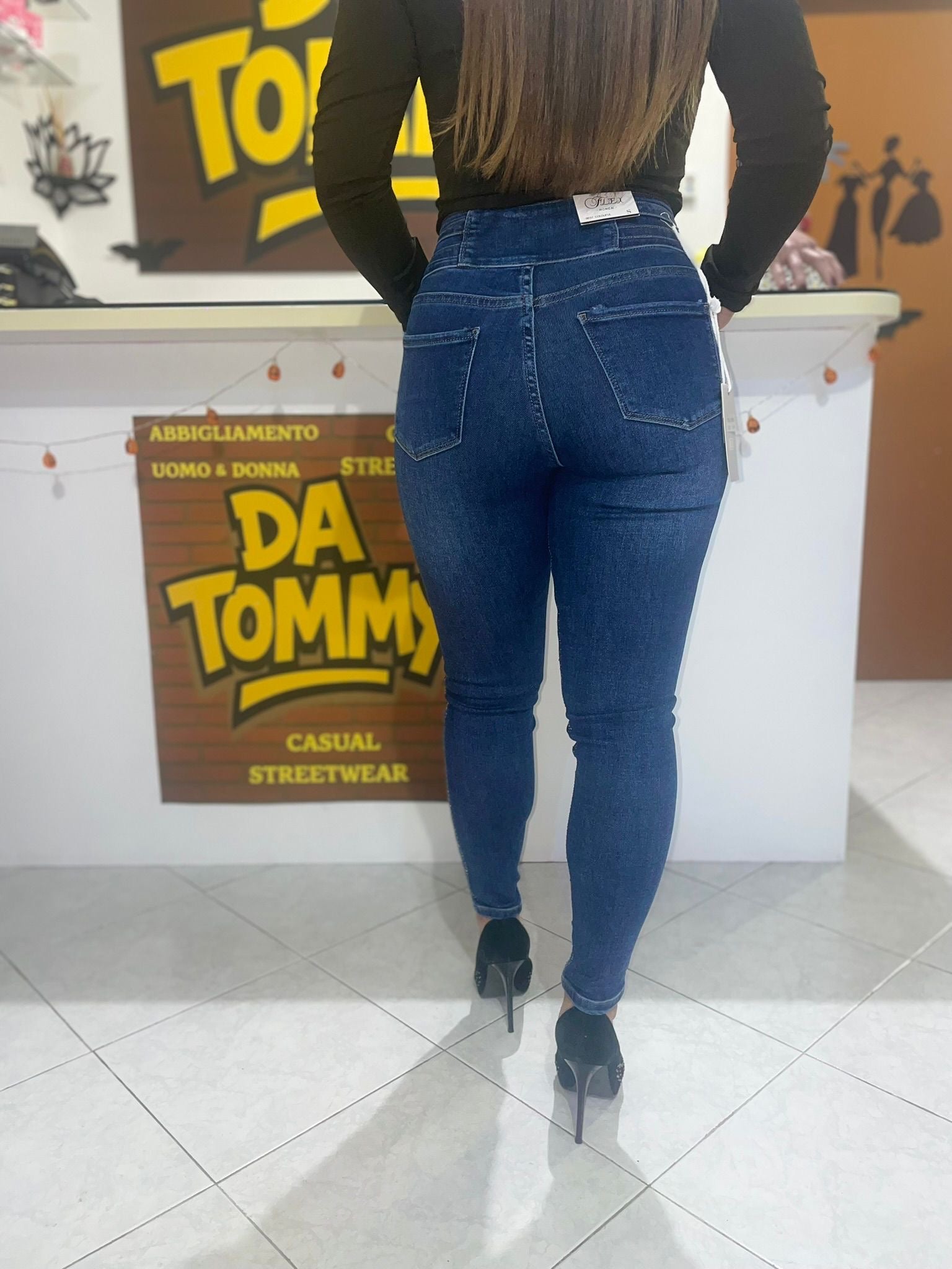 Jeans skinny brillantinato